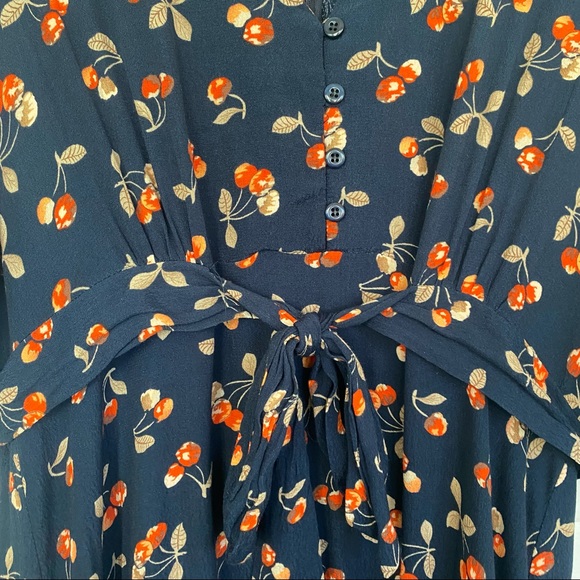 ‘Angel’ Vintage Style Cherry Patterned Navy Dress - Picture 4 of 12